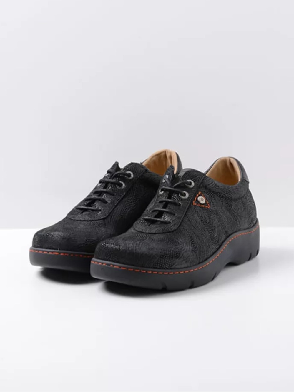 Wolky Fantasy Black Metal Suede Lace Up Comfort Shoes EU 41 US 10 10.5